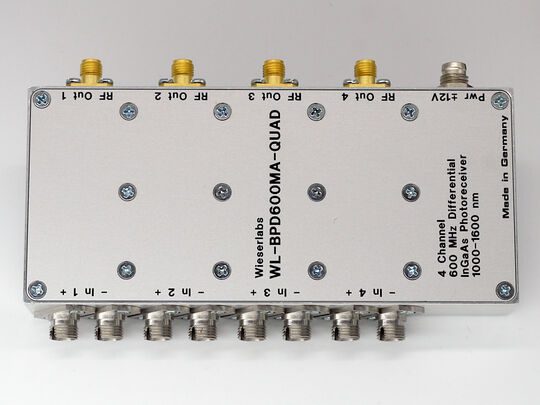 WL-BPD600MA-QUAD 4-Channel 600 MHz Dual-Balanced InGaAs Low Noise Photodetector