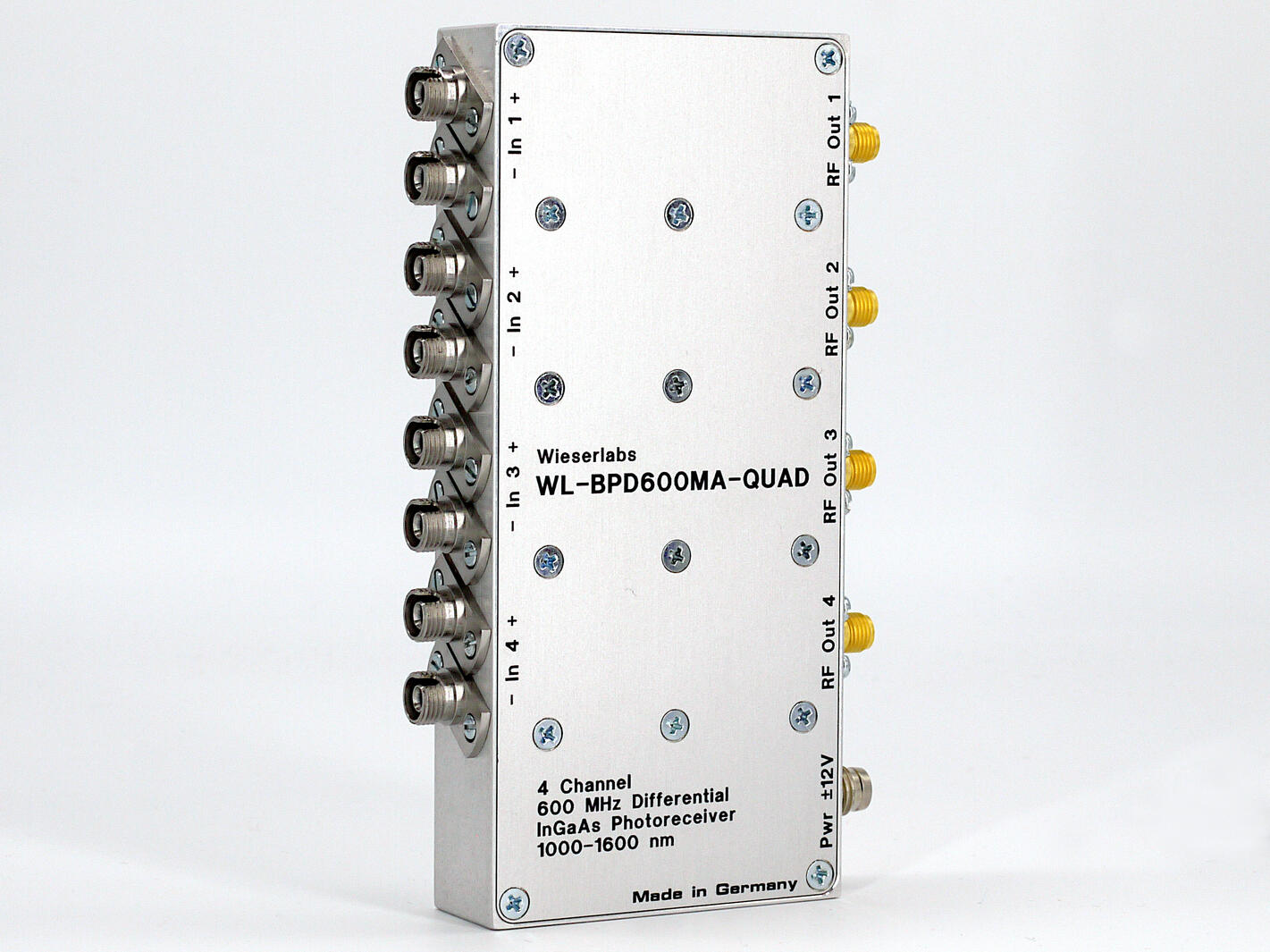 WL-BPD600MA-QUAD 4-Channel 600 MHz Dual-Balanced InGaAs Low Noise Photodetector
