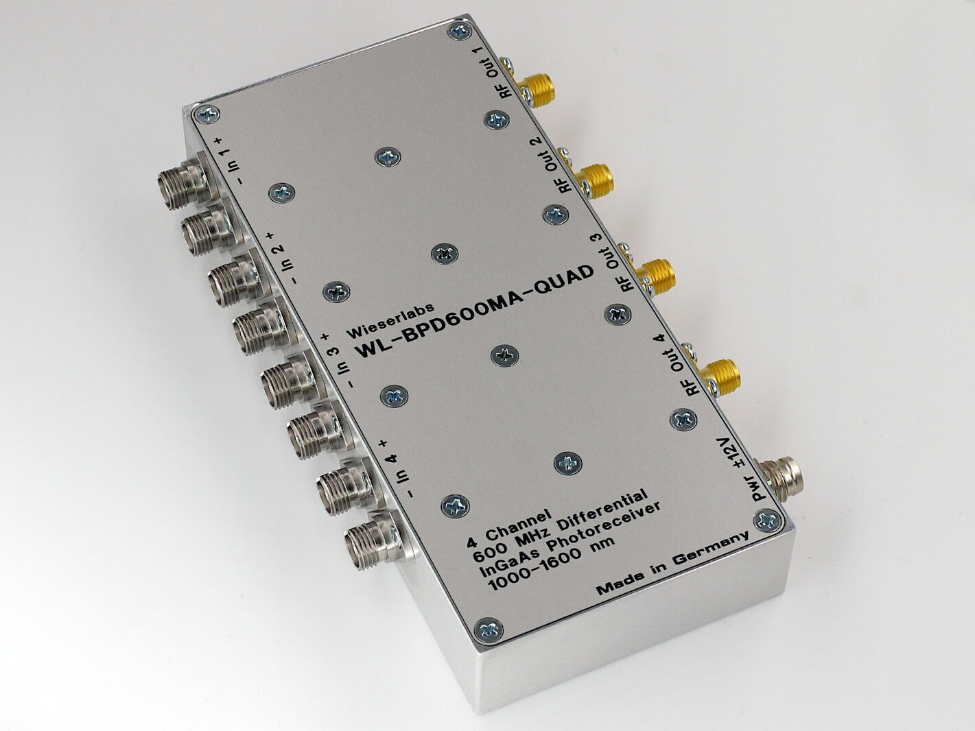 WL-BPD600MA-QUAD 4-Channel 600 MHz Dual-Balanced InGaAs Low Noise Photodetector