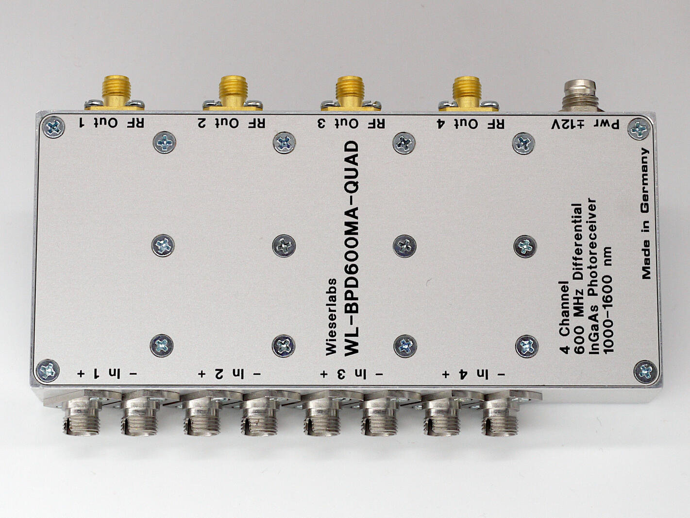 WL-BPD600MA-QUAD 4-Channel 600 MHz Dual-Balanced InGaAs Low Noise Photodetector